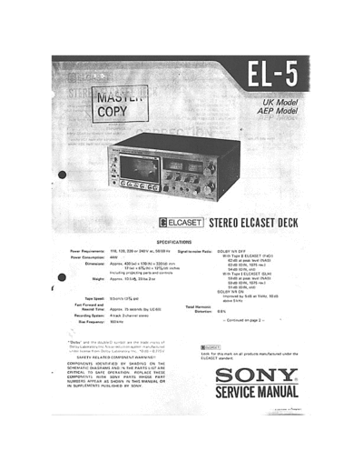 Sony SL-5 Elcaset Service Manual (low quality) Stereo Elcaset Deck - Part 1/2, pag. 53